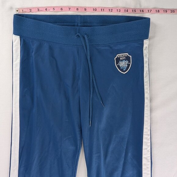 Y2k Abercrombie & Fitch Blue White Spell Out Low Rise Athletic Capris - Picture 5 of 9
